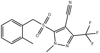 1-METHYL-5-[(2-METHYLBENZYL)SULFONYL]-3-(TRIFLUOROMETHYL)-1H-PYRAZOLE-4-CARBONITRILE Struktur