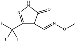 5-OXO-3-(TRIFLUOROMETHYL)-4,5-DIHYDRO-1H-PYRAZOLE-4-CARBALDEHYDE O-METHYLOXIME Struktur