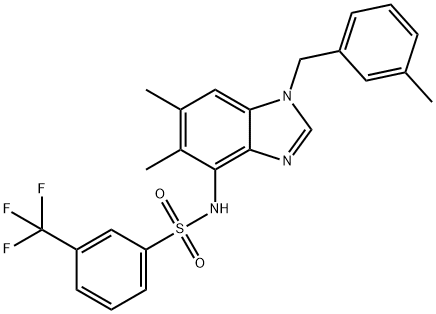 N-[5,6-DIMETHYL-1-(3-METHYLBENZYL)-1H-1,3-BENZIMIDAZOL-4-YL]-3-(TRIFLUOROMETHYL)BENZENESULFONAMIDE Struktur