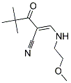 2-(2,2-DIMETHYLPROPANOYL)-3-((2-METHOXYETHYL)AMINO)PROP-2-ENENITRILE Struktur