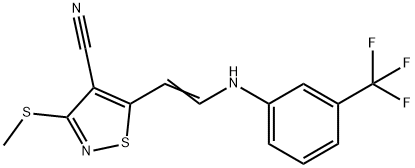 3-(METHYLSULFANYL)-5-(2-[3-(TRIFLUOROMETHYL)ANILINO]VINYL)-4-ISOTHIAZOLECARBONITRILE Struktur