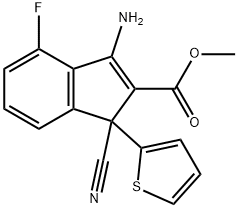 METHYL 3-AMINO-1-CYANO-4-FLUORO-1-(2-THIENYL)-1H-INDENE-2-CARBOXYLATE Struktur