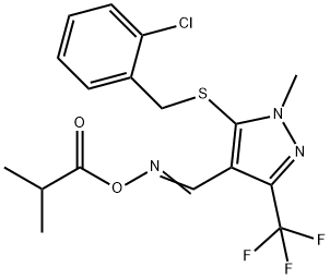 5-[(2-CHLOROBENZYL)SULFANYL]-4-([(ISOBUTYRYLOXY)IMINO]METHYL)-1-METHYL-3-(TRIFLUOROMETHYL)-1H-PYRAZOLE Struktur