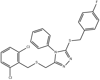 2,6-DICHLOROBENZYL (5-[(4-FLUOROBENZYL)SULFANYL]-4-PHENYL-4H-1,2,4-TRIAZOL-3-YL)METHYL SULFIDE Struktur