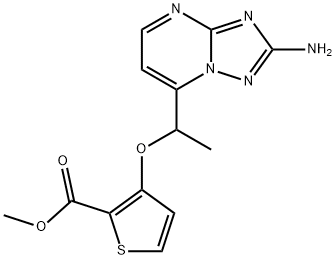 METHYL 3-[1-(2-AMINO[1,2,4]TRIAZOLO[1,5-A]PYRIMIDIN-7-YL)ETHOXY]-2-THIOPHENECARBOXYLATE Struktur