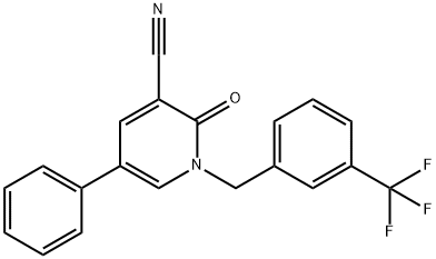 2-OXO-5-PHENYL-1-[3-(TRIFLUOROMETHYL)BENZYL]-1,2-DIHYDRO-3-PYRIDINECARBONITRILE Struktur