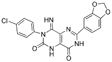 6-BENZO[D]1,3-DIOXOLAN-5-YL-3-(4-CHLOROPHENYL)-4-IMINO-1,3,7-TRIHYDRO-5,7-DIAZAQUINAZOLINE-2,8-DIONE Struktur