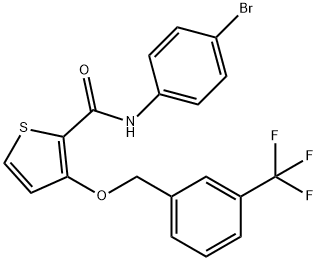 N-(4-BROMOPHENYL)-3-([3-(TRIFLUOROMETHYL)BENZYL]OXY)-2-THIOPHENECARBOXAMIDE Struktur