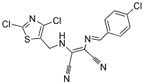 2-[(4-CHLOROBENZYLIDENE)AMINO]-3-([(2,4-DICHLORO-1,3-THIAZOL-5-YL)METHYL]AMINO)BUT-2-ENEDINITRILE Struktur