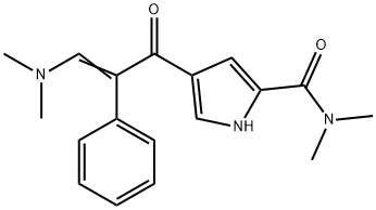 4-[3-(DIMETHYLAMINO)-2-PHENYLACRYLOYL]-N,N-DIMETHYL-1H-PYRROLE-2-CARBOXAMIDE Struktur