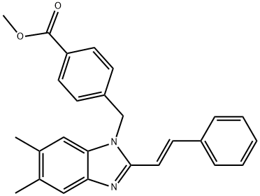 METHYL 4-[(5,6-DIMETHYL-2-STYRYL-1H-1,3-BENZIMIDAZOL-1-YL)METHYL]BENZENECARBOXYLATE Struktur