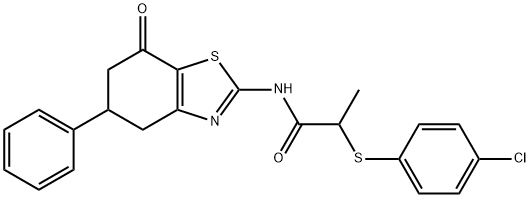 2-(4-CHLOROPHENYLTHIO)-N-(7-OXO-5-PHENYL(4,5,6-TRIHYDROBENZOTHIAZOL-2-YL))PROPANAMIDE Struktur