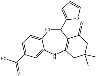 2,9-DIAZA-14,14-DIMETHYL-12-OXO-10-(2-THIENYL)TRICYCLO[9.4.0.0(3,8)]PENTADECA-1(11),3(8),4,6-TETRAENE-5-CARBOXYLIC ACID Struktur