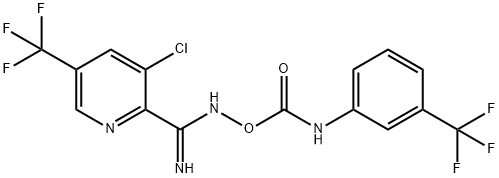 3-CHLORO-5-(TRIFLUOROMETHYL)-N'-(([3-(TRIFLUOROMETHYL)ANILINO]CARBONYL)OXY)-2-PYRIDINECARBOXIMIDAMIDE Struktur