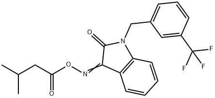 3-([(3-METHYLBUTANOYL)OXY]IMINO)-1-[3-(TRIFLUOROMETHYL)BENZYL]-1,3-DIHYDRO-2H-INDOL-2-ONE Struktur