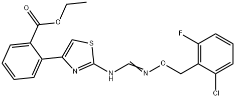 ETHYL 2-(2-[(([(2-CHLORO-6-FLUOROBENZYL)OXY]IMINO)METHYL)AMINO]-1,3-THIAZOL-4-YL)BENZENECARBOXYLATE Struktur