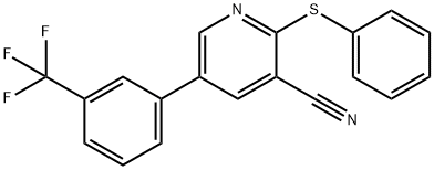 2-(PHENYLSULFANYL)-5-[3-(TRIFLUOROMETHYL)PHENYL]NICOTINONITRILE Struktur