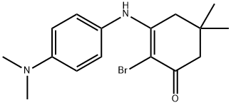 3-((4-(DIMETHYLAMINO)PHENYL)AMINO)-2-BROMO-5,5-DIMETHYLCYCLOHEX-2-EN-1-ONE Struktur