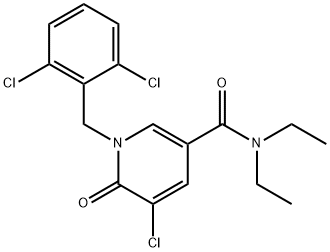 5-CHLORO-1-(2,6-DICHLOROBENZYL)-N,N-DIETHYL-6-OXO-1,6-DIHYDRO-3-PYRIDINECARBOXAMIDE Struktur