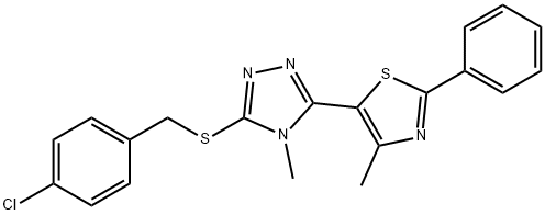 3-[(4-CHLOROBENZYL)SULFANYL]-4-METHYL-5-(4-METHYL-2-PHENYL-1,3-THIAZOL-5-YL)-4H-1,2,4-TRIAZOLE Struktur