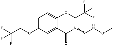 N-[(METHOXYIMINO)METHYL]-2,5-BIS(2,2,2-TRIFLUOROETHOXY)BENZENECARBOXAMIDE Struktur