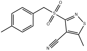 5-METHYL-3-[(4-METHYLBENZYL)SULFONYL]-4-ISOTHIAZOLECARBONITRILE Struktur