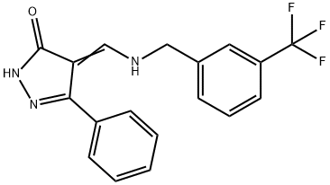 5-PHENYL-4-(([3-(TRIFLUOROMETHYL)BENZYL]AMINO)METHYLENE)-2,4-DIHYDRO-3H-PYRAZOL-3-ONE Struktur