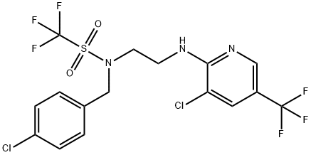 N-(4-CHLOROBENZYL)-N-(2-([3-CHLORO-5-(TRIFLUOROMETHYL)-2-PYRIDINYL]AMINO)ETHYL)TRIFLUOROMETHANESULFONAMIDE Struktur