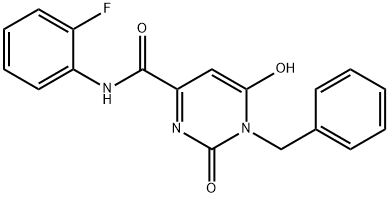 1-BENZYL-N-(2-FLUOROPHENYL)-6-HYDROXY-2-OXO-1,2-DIHYDRO-4-PYRIMIDINECARBOXAMIDE Struktur