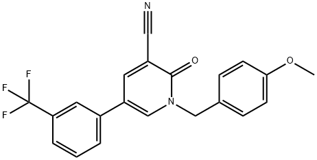 1-(4-METHOXYBENZYL)-2-OXO-5-[3-(TRIFLUOROMETHYL)PHENYL]-1,2-DIHYDRO-3-PYRIDINECARBONITRILE Struktur