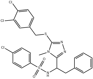 4-CHLORO-N-(1-(5-[(3,4-DICHLOROBENZYL)SULFANYL]-4-METHYL-4H-1,2,4-TRIAZOL-3-YL)-2-PHENYLETHYL)BENZENESULFONAMIDE Struktur