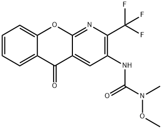 N-METHOXY-N-METHYL-N'-[5-OXO-2-(TRIFLUOROMETHYL)-5H-CHROMENO[2,3-B]PYRIDIN-3-YL]UREA Struktur