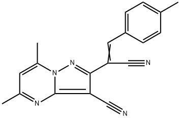 2-[1-CYANO-2-(4-METHYLPHENYL)VINYL]-5,7-DIMETHYLPYRAZOLO[1,5-A]PYRIMIDINE-3-CARBONITRILE Struktur