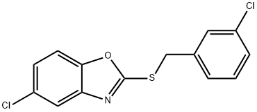 5-CHLORO-1,3-BENZOXAZOL-2-YL 3-CHLOROBENZYL SULFIDE Struktur