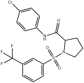 N-(4-CHLOROPHENYL)-1-([3-(TRIFLUOROMETHYL)PHENYL]SULFONYL)-2-PYRROLIDINECARBOXAMIDE Struktur