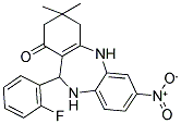 2,10-DIAZA-9-(2-FLUOROPHENYL)-5,5-DIMETHYL-14-NITROTRICYCLO[9.4.0.0(3,8)]PENTADECA-1(15),3(8),11(12),13-TETRAEN-7-ONE Struktur