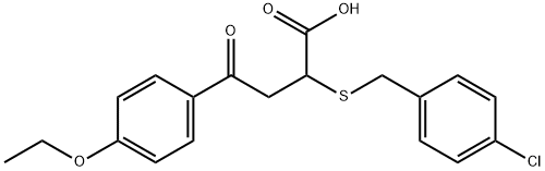 2-[(4-CHLOROBENZYL)SULFANYL]-4-(4-ETHOXYPHENYL)-4-OXOBUTANOIC ACID Struktur