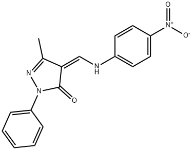 5-METHYL-4-[(4-NITROANILINO)METHYLENE]-2-PHENYL-2,4-DIHYDRO-3H-PYRAZOL-3-ONE Struktur