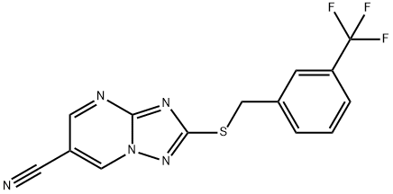 2-([3-(TRIFLUOROMETHYL)BENZYL]SULFANYL)[1,2,4]TRIAZOLO[1,5-A]PYRIMIDINE-6-CARBONITRILE Struktur