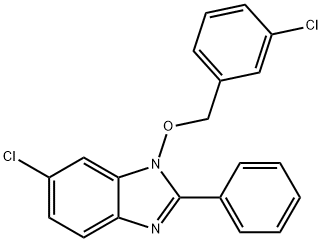 6-CHLORO-1-[(3-CHLOROBENZYL)OXY]-2-PHENYL-1H-1,3-BENZIMIDAZOLE Struktur