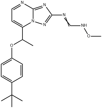 N-(7-(1-[4-(TERT-BUTYL)PHENOXY]ETHYL)[1,2,4]TRIAZOLO[1,5-A]PYRIMIDIN-2-YL)-N'-METHOXYIMINOFORMAMIDE Struktur