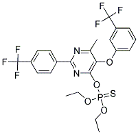 O,O-DIETHYL O-(6-METHYL-5-[3-(TRIFLUOROMETHYL)PHENOXY]-2-[4-(TRIFLUOROMETHYL)PHENYL]PYRIMIDIN-4-YL) PHOSPHOTHIOATE Struktur