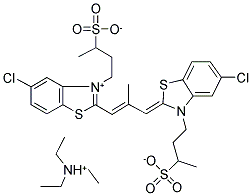 5-CHLORO-2-(2-(5-CHLORO-3-(3-SULFOBUTYL)-2(3H)-BENZOTHIAZOLINYLIDENE) METHYL-1-PROPENYL)-3-(3-SULFOBUTYL) BENZOTHIAZOLIUM HYDROXIDE, INNER SALT,TRIETHYLAMINE SALT Struktur