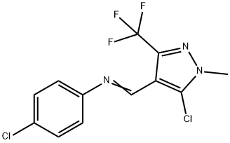 4-CHLORO-N-((E)-[5-CHLORO-1-METHYL-3-(TRIFLUOROMETHYL)-1H-PYRAZOL-4-YL]METHYLIDENE)ANILINE Struktur