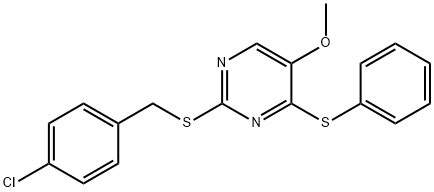 2-[(4-CHLOROBENZYL)SULFANYL]-4-(PHENYLSULFANYL)-5-PYRIMIDINYL METHYL ETHER Struktur