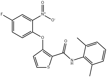 N-(2,6-DIMETHYLPHENYL)-3-(4-FLUORO-2-NITROPHENOXY)-2-THIOPHENECARBOXAMIDE Struktur