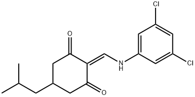 2-(((3,5-DICHLOROPHENYL)AMINO)METHYLENE)-5-(2-METHYLPROPYL)CYCLOHEXANE-1,3-DIONE Struktur