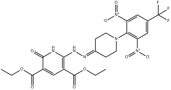 DIETHYL 2-(2-(1-[2,6-DINITRO-4-(TRIFLUOROMETHYL)PHENYL]-4-PIPERIDINYLIDENE)HYDRAZINO)-6-HYDROXY-3,5-PYRIDINEDICARBOXYLATE Struktur