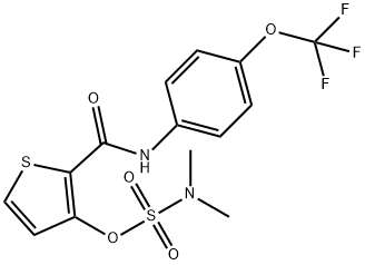 N,N-DIMETHYL(2-([4-(TRIFLUOROMETHOXY)ANILINO]CARBONYL)-3-THIENYL)SULFAMATE Struktur