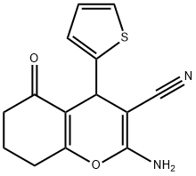 2-AMINO-5-OXO-4-(2-THIENYL)-4,6,7,8-TETRAHYDRO2H-CHROMENE-3-CARBONITRILE Struktur